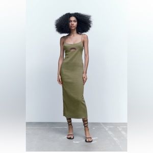 Zara cut out linen blend midi dress size XL NWTS